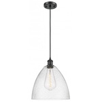 Bristol Glass Pendant - Matte Black / Clear Seedy Bristol Glass Pendant - Matte Black / Clear Seedy