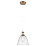 Bristol Glass Pendant - Brushed Brass / Clear Seedy Bristol Glass Pendant - Brushed Brass / Clear Seedy
