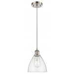 Bristol Glass Pendant - Brushed Satin Nickel / Clear Seedy Bristol Glass Pendant - Brushed Satin Nickel / Clear Seedy