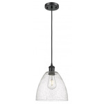 Bristol Glass Pendant - Matte Black / Clear Seedy Bristol Glass Pendant - Matte Black / Clear Seedy