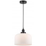 Bell Large Cord Hung Pendant - Matte Black / Matte White