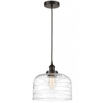 Bell Large Cord Hung Pendant - Oil Rubbed Bronze / Clear Swirl