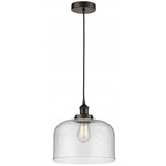 Bell Large Cord Hung Pendant - Oil Rubbed Bronze / Clear Seedy
