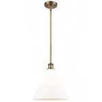 Berkshire Cone Stem Hung Pendant - Brushed Brass / Matte White