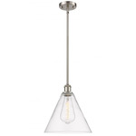 Berkshire Cone Stem Hung Pendant - Brushed Satin Nickel / Clear