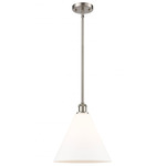 Berkshire Cone Stem Hung Pendant - Brushed Satin Nickel / Matte White