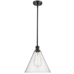 Berkshire Cone Stem Hung Pendant - Oil Rubbed Bronze / Clear Seedy