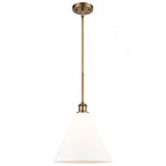 Berkshire Cone Stem Hung Pendant - Brushed Brass / Matte White