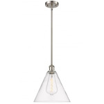 Berkshire Cone Stem Hung Pendant - Brushed Satin Nickel / Clear