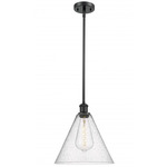 Berkshire Seedy Cone Pendant - Matte Black / Clear Seedy