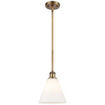 Berkshire Cone Stem Hung Pendant - Brushed Brass / Matte White