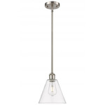 Berkshire Cone Stem Hung Pendant - Brushed Satin Nickel / Clear