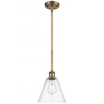 Berkshire Cone Stem Hung Pendant - Brushed Brass / Clear