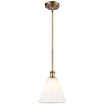 Berkshire Cone Stem Hung Pendant - Brushed Brass / Matte White
