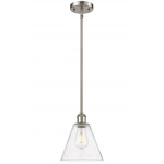 Berkshire Cone Stem Hung Pendant - Brushed Satin Nickel / Clear Seedy