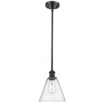 Berkshire Cone Stem Hung Pendant - Oil Rubbed Bronze / Clear Seedy