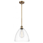 Bristol Glass Stem Pendant - Brushed Brass / Clear