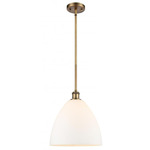 Bristol Glass Stem Pendant - Brushed Brass / Matte White