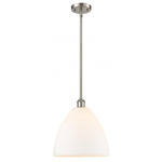 Bristol Glass Stem Pendant - Brushed Satin Nickel / Matte White