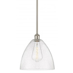 Bristol Glass Stem Pendant - Brushed Satin Nickel / Clear Seedy