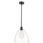 Bristol Glass Stem Pendant - Matte Black / Clear