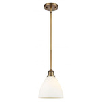 Bristol 8 Glass Stem Pendant - Brushed Brass / Matte White