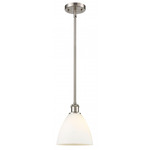 Bristol 8 Glass Stem Pendant - Brushed Satin Nickel / Matte White