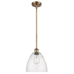 Bristol 9 Glass Stem Pendant - Brushed Brass / Clear Seedy