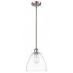 Bristol 9 Glass Stem Pendant - Brushed Satin Nickel / Clear