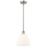 Bristol 9 Glass Stem Pendant - Brushed Satin Nickel / Matte White