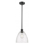 Bristol 9 Glass Stem Pendant - Matte Black / Clear Seedy
