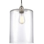Cobbleskill Corded Pendant - Brushed Satin Nickel / Clear Ripple