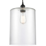 Cobbleskill Corded Pendant - Matte Black / Clear Ripple