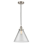 Cone XL Pendant - Brushed Satin Nickel / Clear