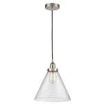 Cone XL Pendant - Brushed Satin Nickel / Clear Seedy