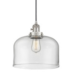 Franklin Restoration Bell Switch Pendant - Brushed Satin Nickel / Clear