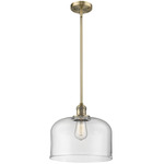 Franklin Restoration Bell Stem Hung Pendant - Brushed Brass / Clear
