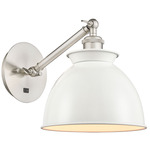 Adirondack Adjustable Wall Light - Brushed Satin Nickel / Glossy White