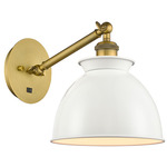 Adirondack Adjustable Wall Light - Brushed Brass / Glossy White