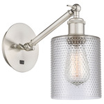 Cobbleskill Swing Arm Wall Sconce - Brushed Satin Nickel / Clear Ripple
