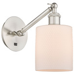 Cobbleskill Swing Arm Wall Sconce - Brushed Satin Nickel / Matte White