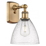 Bristol Glass Large Wall Sconce - Brushed Brass / Clear Seedy