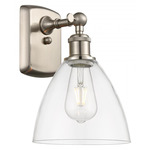 Bristol Glass Large Wall Sconce - Brushed Satin Nickel / Clear