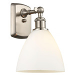 Bristol Glass Large Wall Sconce - Brushed Satin Nickel / Matte White