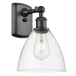 Bristol Glass Large Wall Sconce - Matte Black / Clear