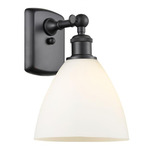 Bristol Glass Large Wall Sconce - Matte Black / Matte White