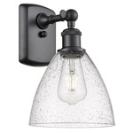 Bristol Glass Large Wall Sconce - Matte Black / Clear Seedy