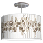 Cube Pendant - Brushed Nickel / Brown