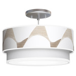 Wave Double Tiered Pendant - Brushed Nickel / Brown