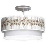 Cube Double Tiered Pendant - Brushed Nickel / Brown